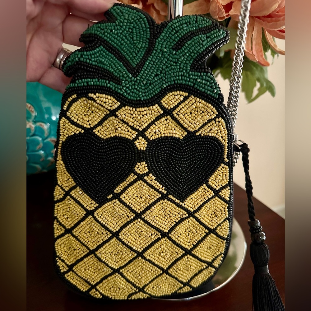 Circus by Sam Edelman Beaded Pineapple Crossbody Bag in Yellow, Green & Black